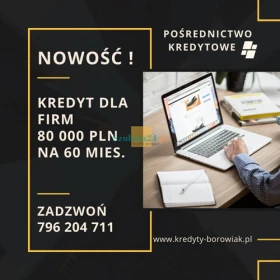 Kredyt dla FIRM 80000 PLN na 60 mies.Bardzo liberalne podejście do BIK