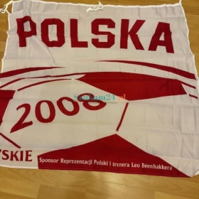 Flaga polska Tyskie Polska 2008 sponsor reprezentacji dla kibiców