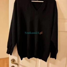 Sweter męski März, 100% wełna czarny 58/XXL w serek