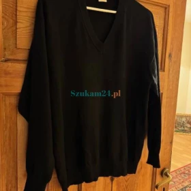 Sweter męski März, 100% wełna czarny 58/XXL w serek