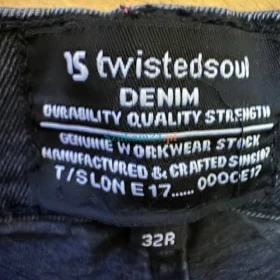 Jeansy męskie 32R Twistetsoul denim bawełna czarne z przetarciami