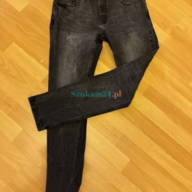 Jeansy męskie 32R Twistetsoul denim bawełna czarne z przetarciami